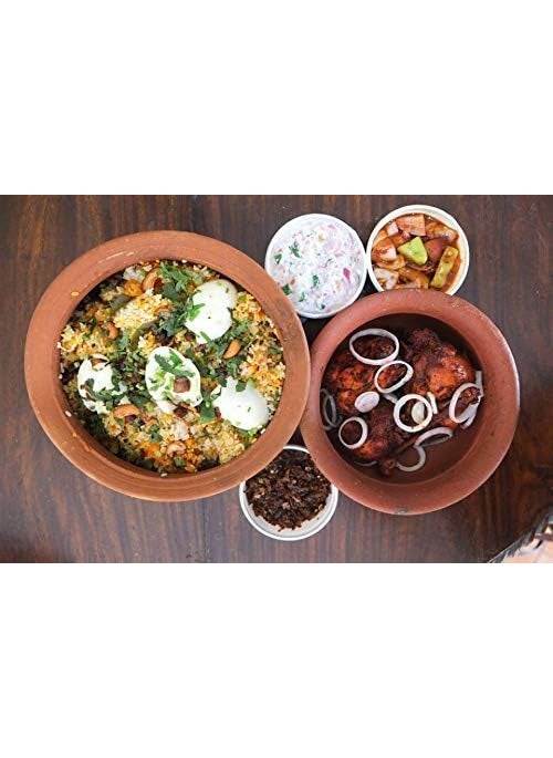 Bhanvi 1000ml Unpolished Clay Curd Pot Handi Dahi Handi Serving Bowl MudMittiTerrocotta Handi Handmade Yogurt Handi with Lid Earthen Handi 1000 ml Large Handi for Kitchen with Lid