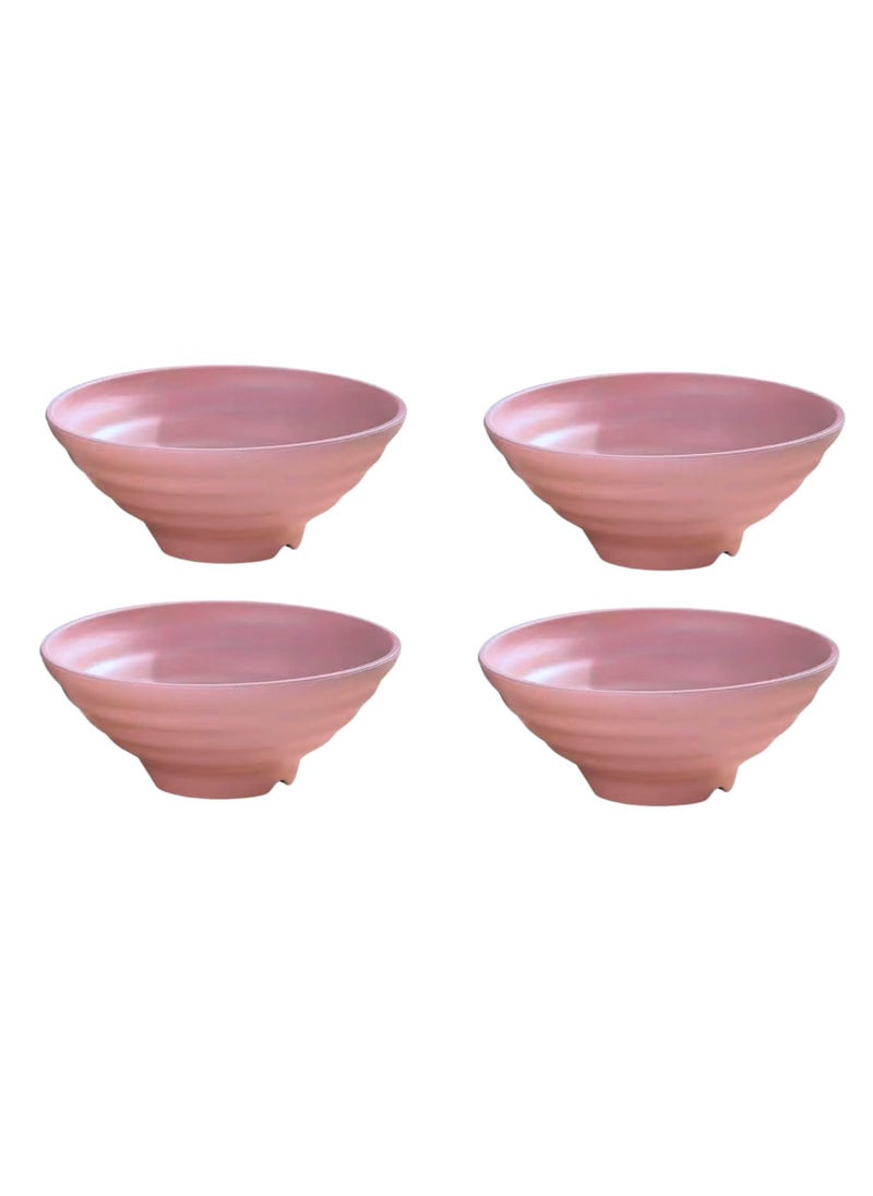 KESHU ENTERPRISE Wheat Straw Fiber Bowls Japanese Vintage Large Bowl Set Deep Stylish Bowl for Food Snacks Noodles Lightweight Salad Bowls for Serving Fruit Pasta 25cm Pink Set of 4