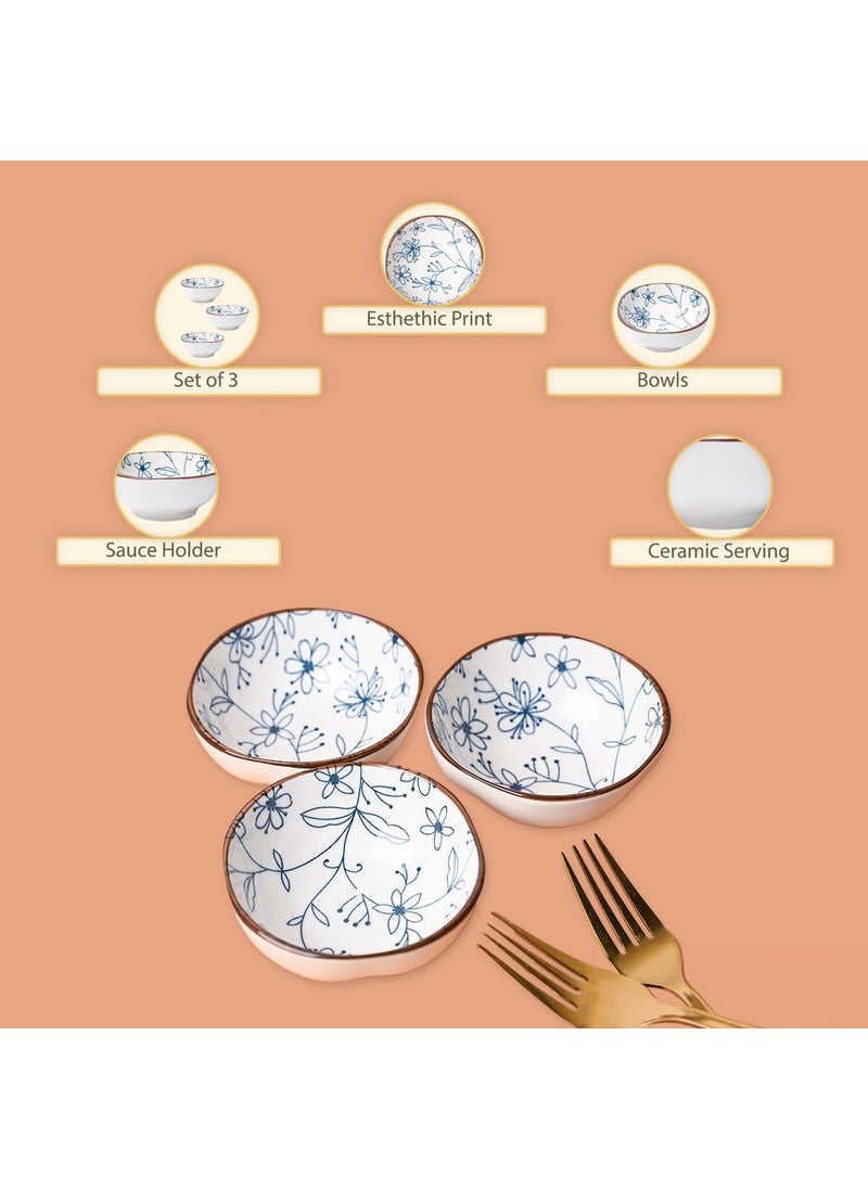 Market99 Ceramic White Bowl Set of 3 100Ml Bowl for Soup Pasta Oatmeal Small Serving Bowl for Dining Table Cereal Dish Breakfast and Snack Serving Dish