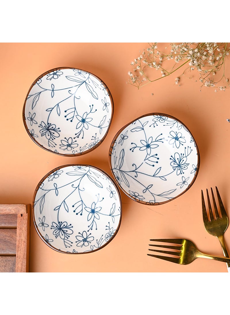 Market99 Ceramic White Bowl Set of 3 100Ml Bowl for Soup Pasta Oatmeal Small Serving Bowl for Dining Table Cereal Dish Breakfast and Snack Serving Dish