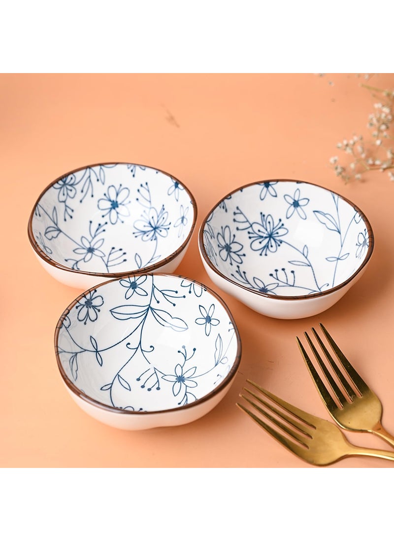 Market99 Ceramic White Bowl Set of 3 100Ml Bowl for Soup Pasta Oatmeal Small Serving Bowl for Dining Table Cereal Dish Breakfast and Snack Serving Dish