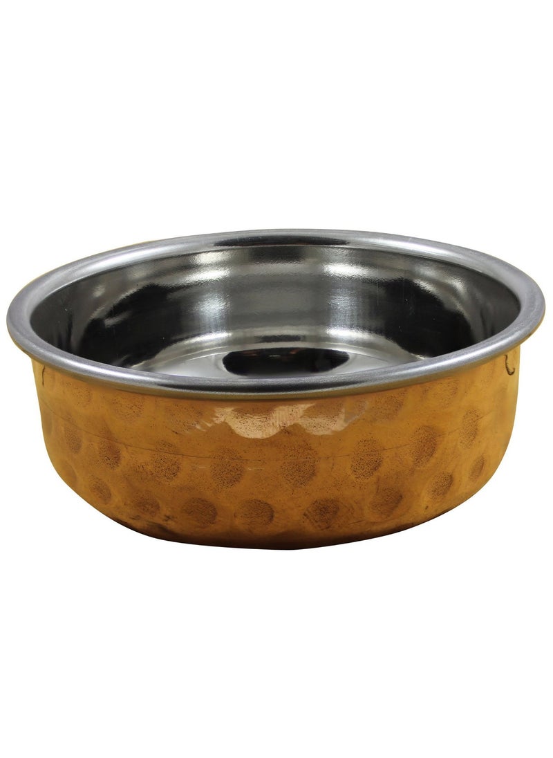 Prisha India Craft Steel Copper Serving Bowl Hammered Design Capacity 180 ML Set of 10