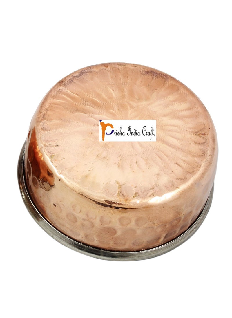 Prisha India Craft Steel Copper Serving Bowl Hammered Design Capacity 180 ML Set of 10