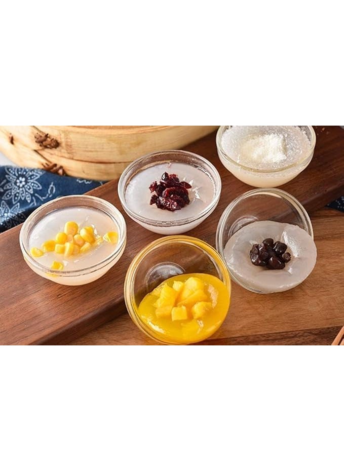 Smartserve Stackable Glass Sauce Bowl Bowls for Snack Sushi Fruit Appetizer Dessert Clear Non Porous Glass Scratch Resistant Multipurpose Bowl for Kitchen Transparent 75 ml Set of 6