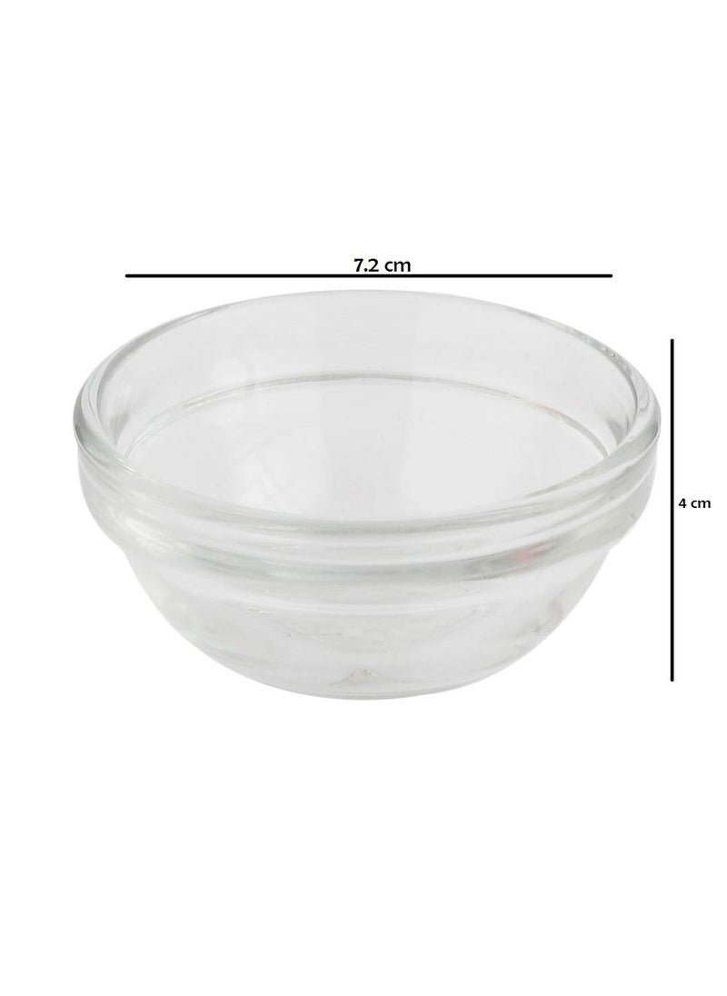 Smartserve Stackable Glass Sauce Bowl Bowls for Snack Sushi Fruit Appetizer Dessert Clear Non Porous Glass Scratch Resistant Multipurpose Bowl for Kitchen Transparent 75 ml Set of 6