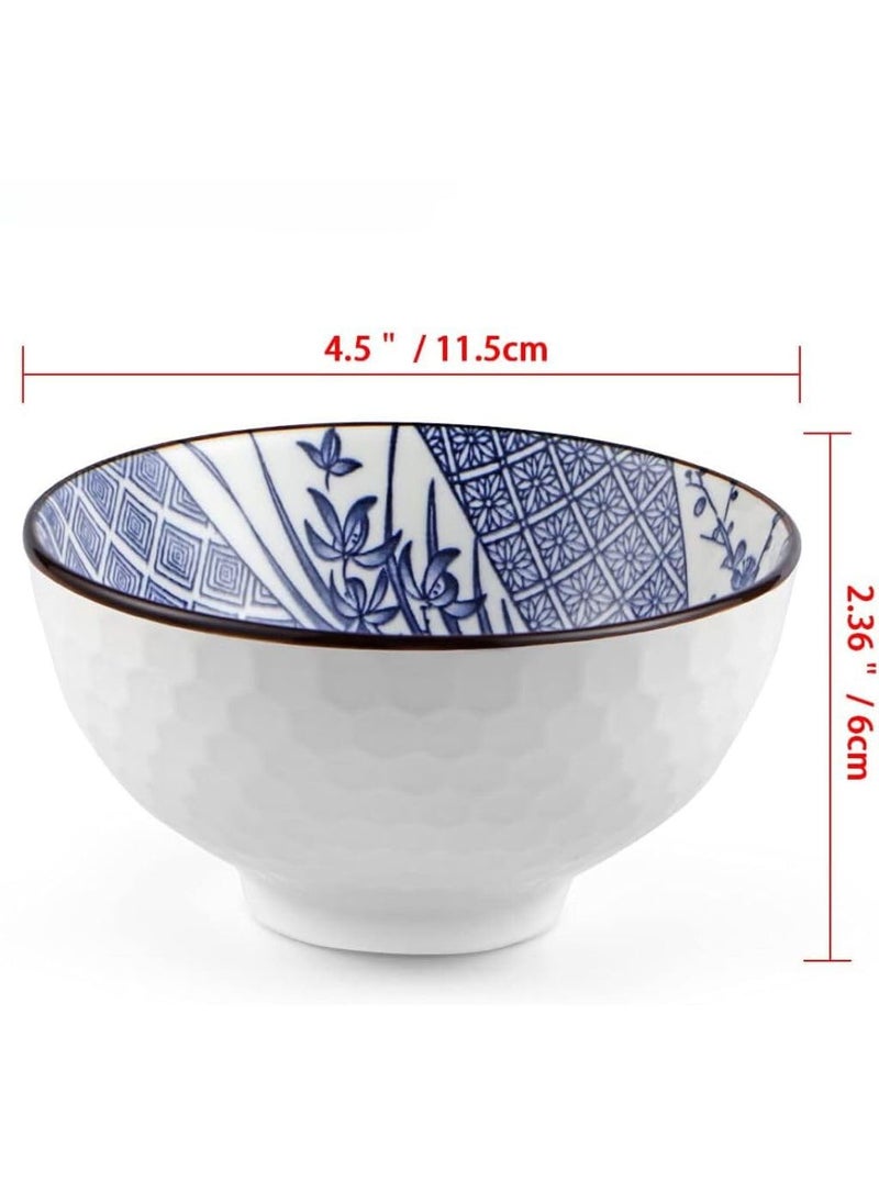 FS COOL Ceramic Soup Bowls Noodle Bowl Porcelain Bowl Salad Bowls Cereal Snack BowlsKitchen Bowl Fruit Bowl with Attractive Design Pottery Bowls Yougrt Bowl Pack of 2 Blue and White
