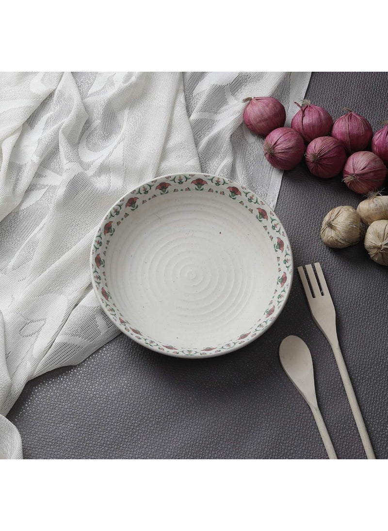 Miah Decor Stoneware Md273 Handcrafted Meadow Fresh Shallow Serving Bowl 9 Multicolor