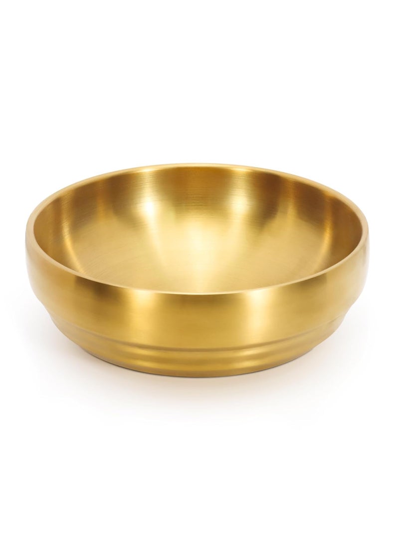 BHAJANSHREE Gold Stainless Steel Soup BowlDouble Walled 304 Insulated Sashimi DishUnbreakable Serving Rice SaladNoodlesDessertsSide DishesDurable Deep Mixing Ramen Bowl for Home Restaurant