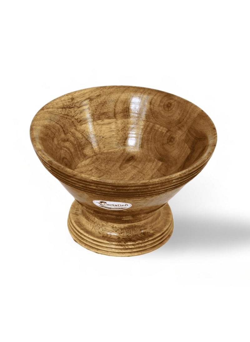 CARTADEN Small Bowls 6 Inch Mango Wood Salad Bowl Wooden Serving Bowl for Salad Soup Noodle and Nuts Snacks Popcorn Food Containers More Set of 2