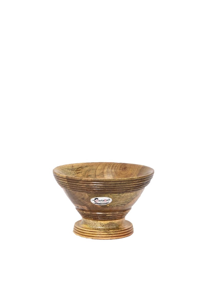 CARTADEN Small Bowls 6 Inch Mango Wood Salad Bowl Wooden Serving Bowl for Salad Soup Noodle and Nuts Snacks Popcorn Food Containers More Set of 2