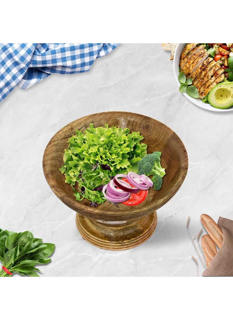 CARTADEN Small Bowls 6 Inch Mango Wood Salad Bowl Wooden Serving Bowl for Salad Soup Noodle and Nuts Snacks Popcorn Food Containers More Set of 2