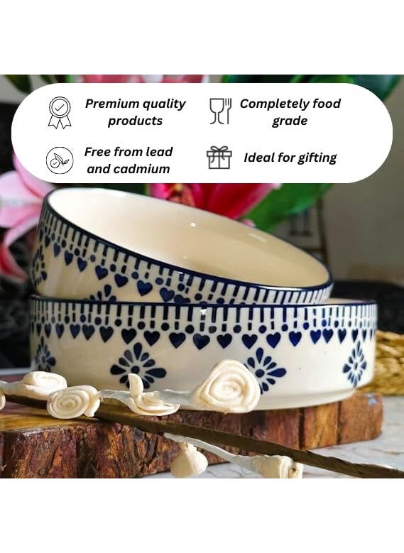Niyara Stoneware Handmade Ceramic Stylish Premium Serving BowlsSalad Tray Microwave Dishwasher Safe Salad Chivalry 300 Ml
