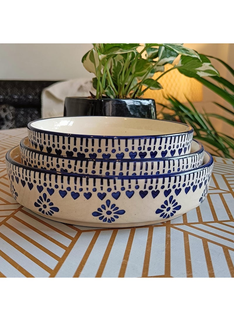 Niyara Stoneware Handmade Ceramic Stylish Premium Serving BowlsSalad Tray Microwave Dishwasher Safe Salad Chivalry 300 Ml