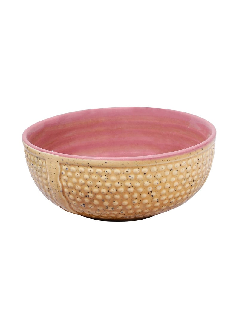 Miah Dcor StonewareHandcrafted Dotted Surface Pattern Nestled Serving BowlsPack of 3Microwave Dishwasher SafeMDCF31Brown and Burgandy