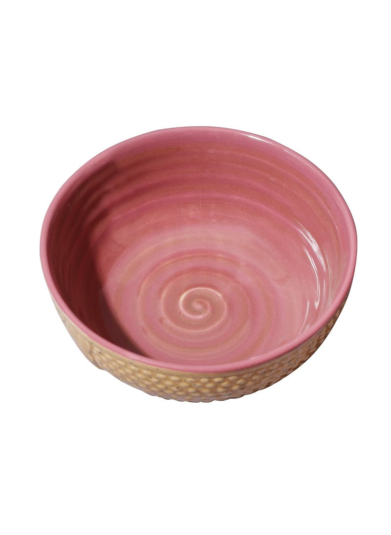 Miah Dcor StonewareHandcrafted Dotted Surface Pattern Nestled Serving BowlsPack of 3Microwave Dishwasher SafeMDCF31Brown and Burgandy