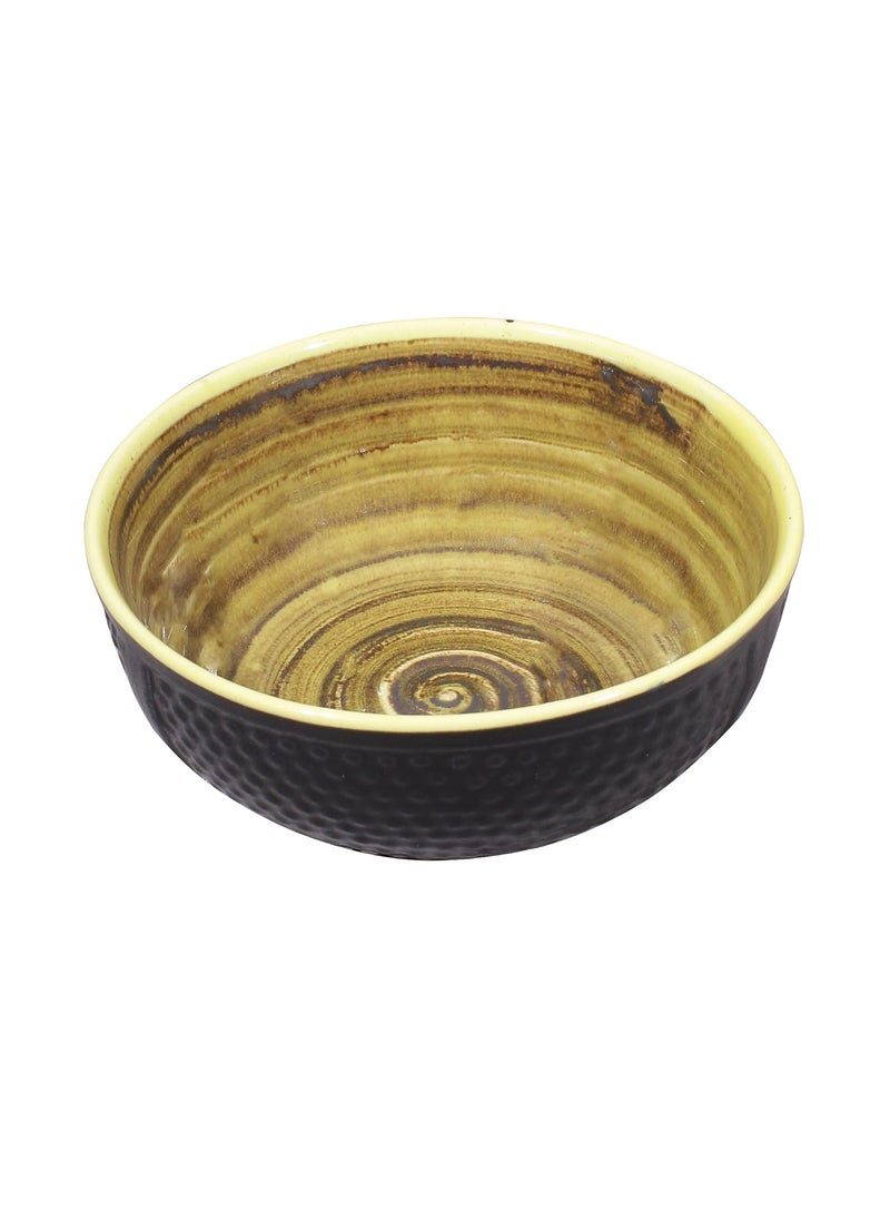 Miah Dcor Ceramic Handcrafted Nestled Serving Bowls Set Pack of 3StonewareDotted Surface Pattern Dia876 Microwave Dishwasher SafeMDCF35Black and Yellow