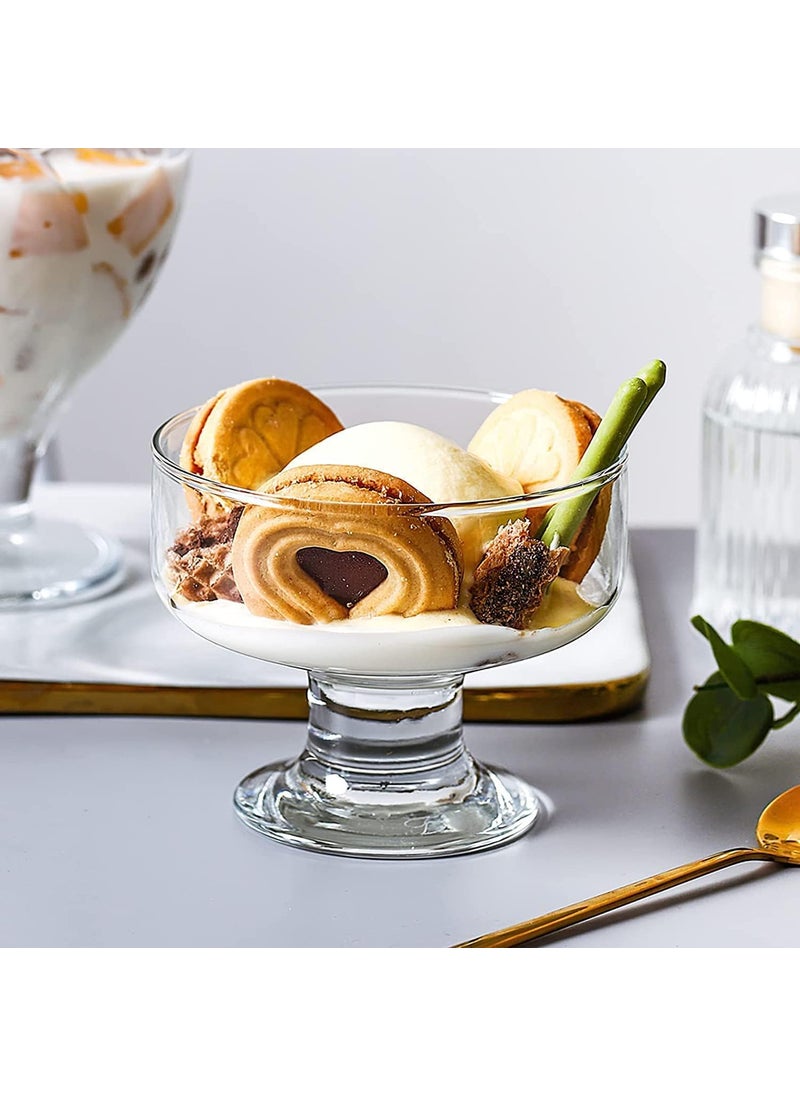 EASE LIVE Fruit Trifle Dessert Bowl with Custard Cake and Fresh Fruits Premium Glass Ice Cream Bowls Set of 6 Pieces 190ML Transparent Glass Ice Cream Cups for Home European