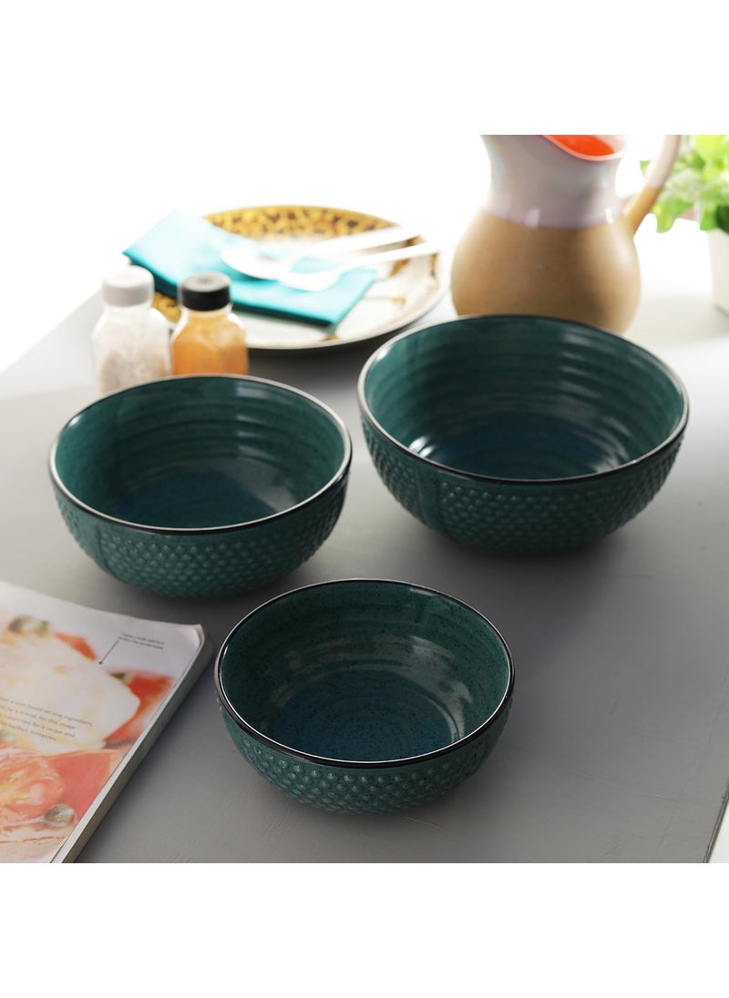 Miah Decor MDCF27 Ergonomic Crafted Nestled Serving Bowls 3 Sizes Pristine Blue Color