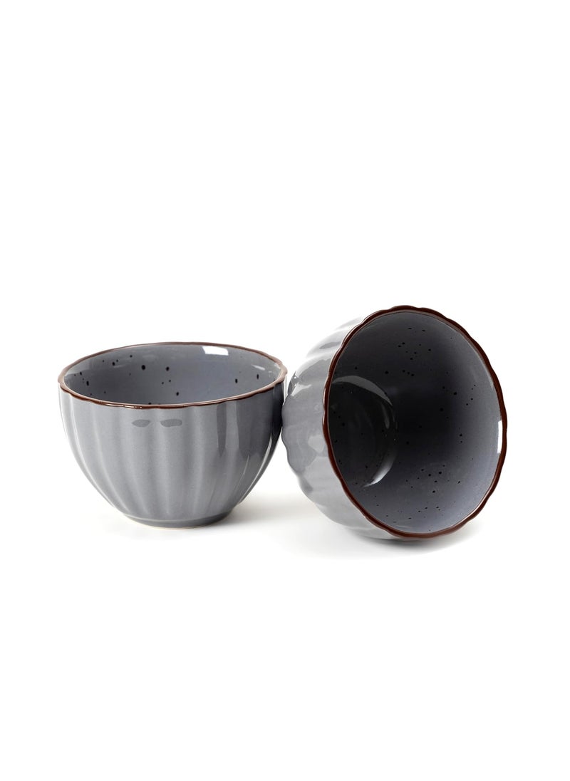 Beyond Homes Ceramic Serving Bowls Set Medium Size Microwave Safe Metallic Finish Serving Bowls for Soup Snacks Cereal Dinnerware Color Metallic Grey Brown