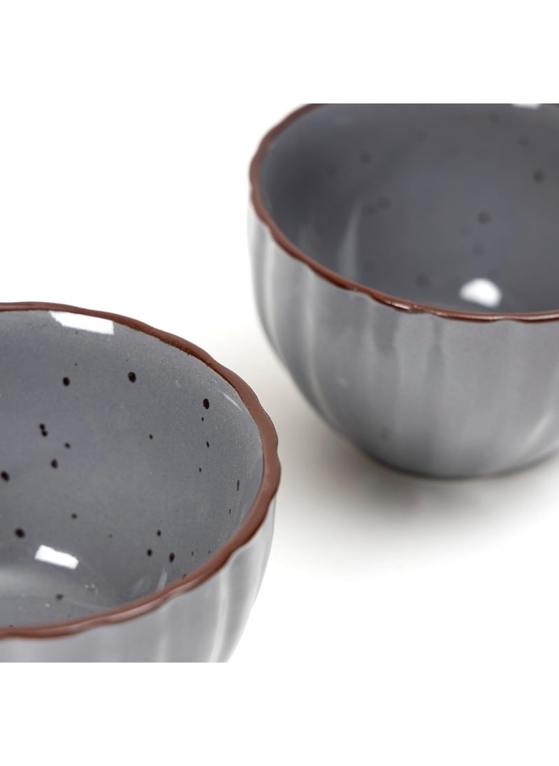 Beyond Homes Ceramic Serving Bowls Set Medium Size Microwave Safe Metallic Finish Serving Bowls for Soup Snacks Cereal Dinnerware Color Metallic Grey Brown