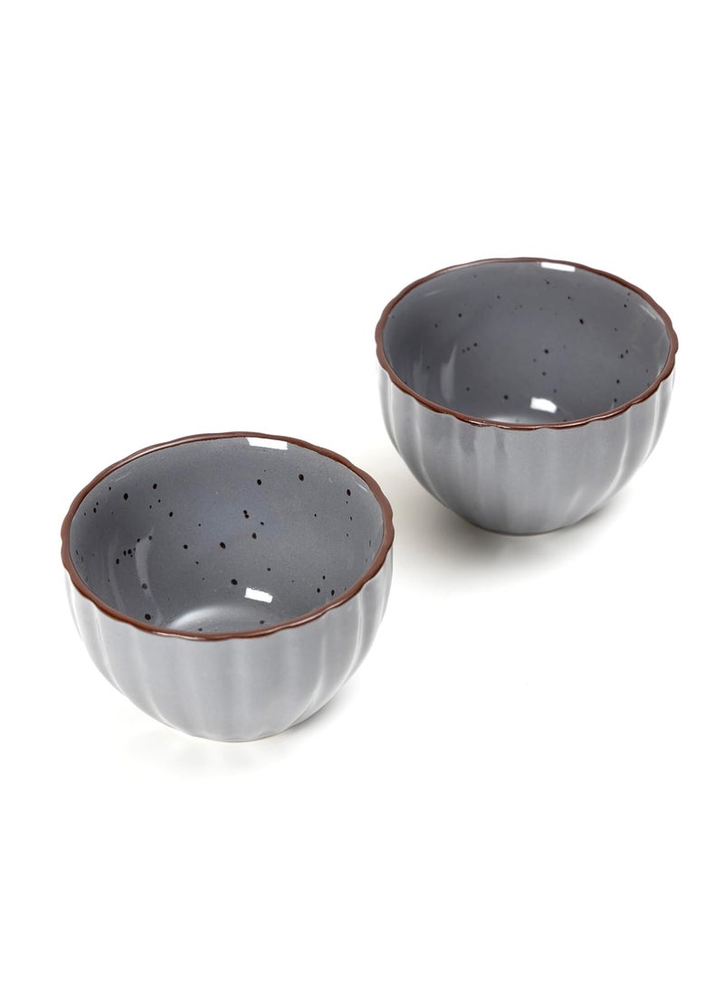 Beyond Homes Ceramic Serving Bowls Set Medium Size Microwave Safe Metallic Finish Serving Bowls for Soup Snacks Cereal Dinnerware Color Metallic Grey Brown