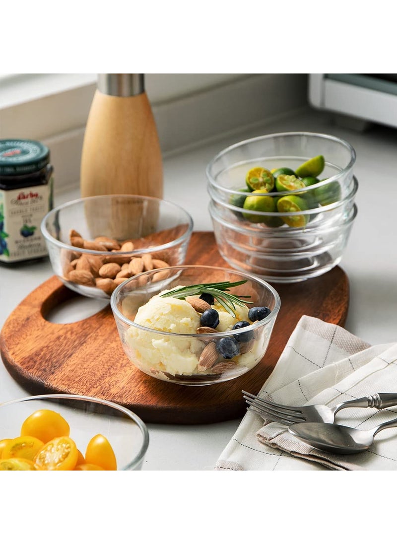 Mivana Glass Salad Bowl Set of 6 CrystalClear Mixing Bowls Serving Bowls for Salad Fruits Dessert Pasta Nuts Chocolate Clear Glass Bowls for Mixing Storing Inch Size 48 Inch