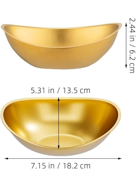 PIPULSE Stainless Steel Serving Cooking Golden Snack Salad Bowl Seasoning Bowl Ingot bplate Starter Bowl Bars Design MultiFunction Metal Soup Noodles Salad Kitchen Korean comercial Dessert Snack