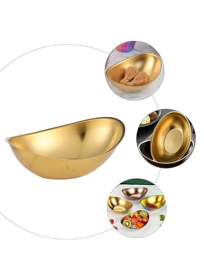 PIPULSE Stainless Steel Serving Cooking Golden Snack Salad Bowl Seasoning Bowl Ingot bplate Starter Bowl Bars Design MultiFunction Metal Soup Noodles Salad Kitchen Korean comercial Dessert Snack