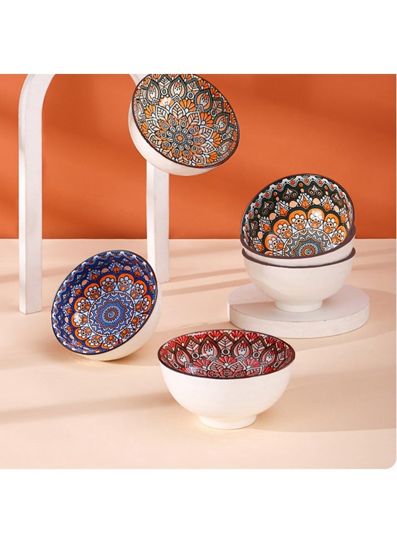 FS COOL Cereal Bowls Ceramic Soup Bowl Porcelain Oatmeal Serving Bowls Set for Pasta Salad Bohemia Style Microwave Dishwasher Safe Set of 4
