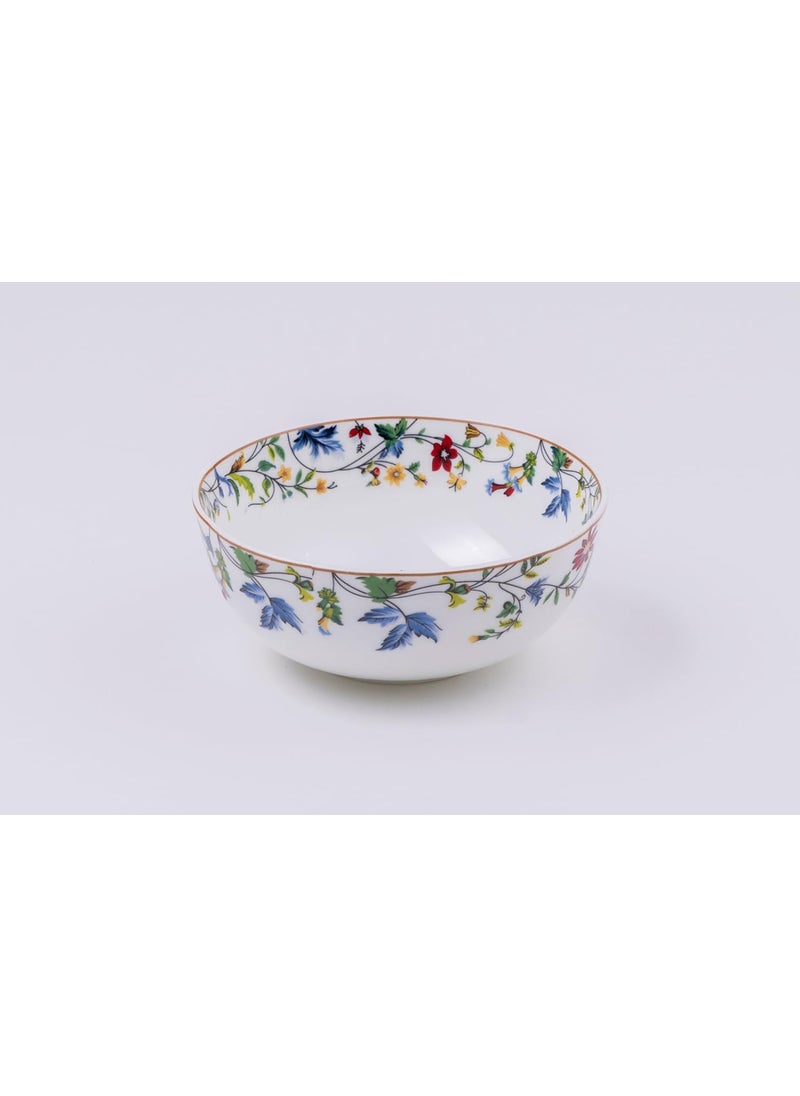 GOLDEN QUEENS Handcrafted Floral Ceramic Serving Bowls 2 Pcs Set Microwave Safe for Daily Meals Hosting 7 inch 8 inch Wide Summer Floral Bowls