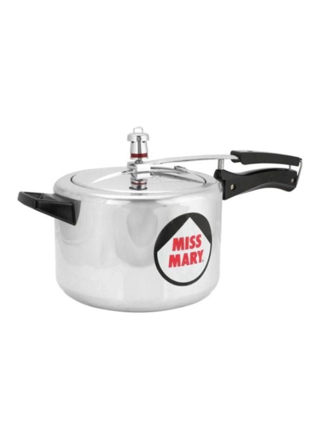5 Liters Miss Mary Aluminium Pressure Cooker, Inner Lid,Silver Silver/Black