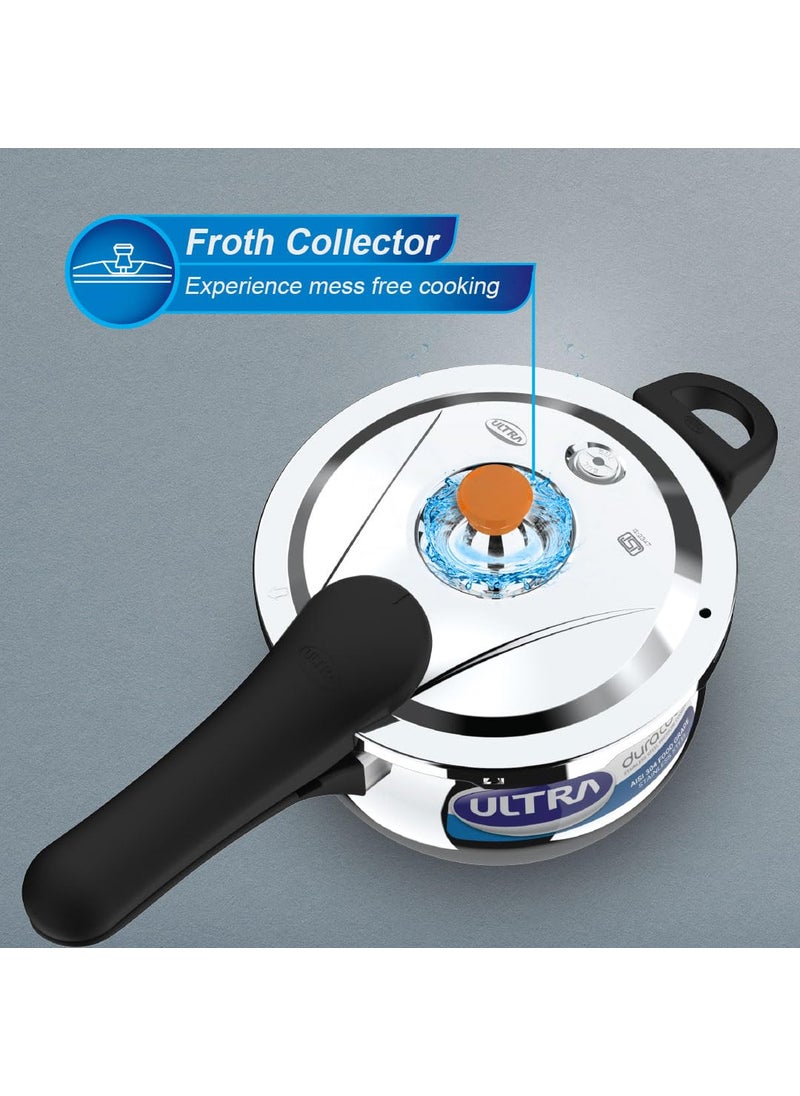 Ultra Duracook Handi Pressure Cooker 65 Litre AISI 304 Food Grade Stainless Steel Cooker 10 Years Warranty Injection Moulded Handles Induction Compatible Keeps Food Warm for up to 2 Hours