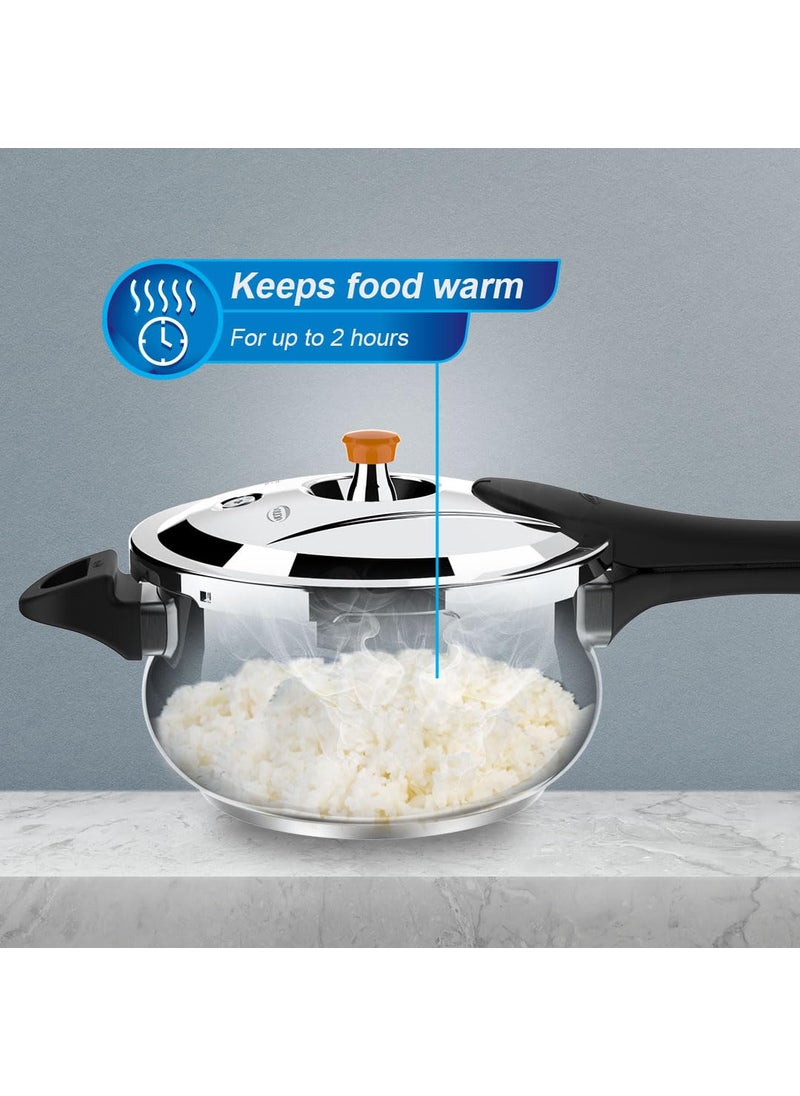 Ultra Duracook Handi Pressure Cooker 65 Litre AISI 304 Food Grade Stainless Steel Cooker 10 Years Warranty Injection Moulded Handles Induction Compatible Keeps Food Warm for up to 2 Hours