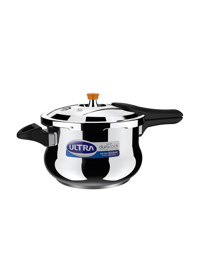 Ultra Duracook Handi Pressure Cooker 65 Litre AISI 304 Food Grade Stainless Steel Cooker 10 Years Warranty Injection Moulded Handles Induction Compatible Keeps Food Warm for up to 2 Hours