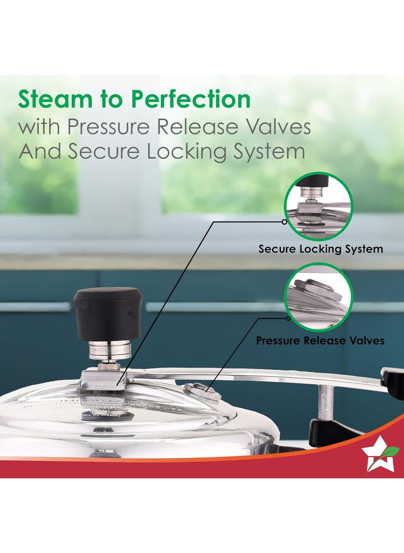 Wonderchef Alfa Aluminium Inner Lid Pressure Cooker 3 Litre Sauting Steaming Frying Boiling Pressure Cooking Induction and Gas Cooktops Friendly BIS Approved Cool Touch Handles
