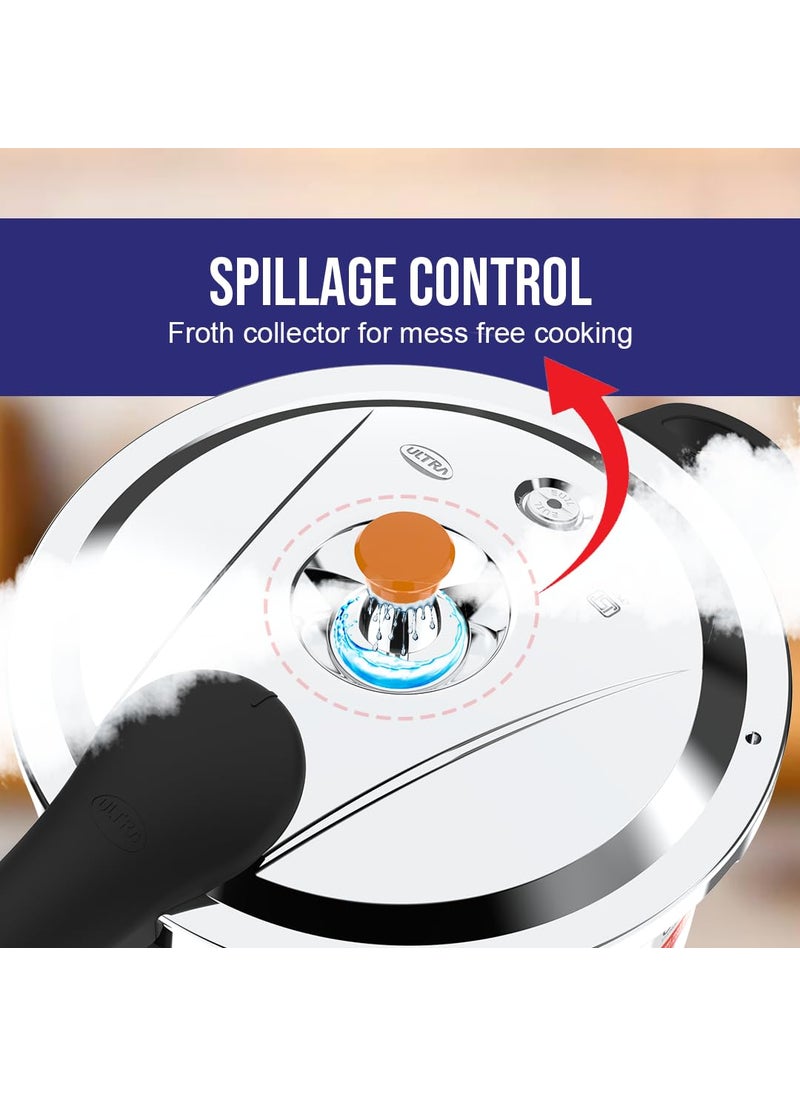 ULTRA Duracook 2L StainlessSteel Outer LidAISI 304 Food Grade SS Pressure Cooker 2 LitreFroth Collectorspillage ControlInductioncooktop CompatibleInjection Moulded Bakelite HandlesISI