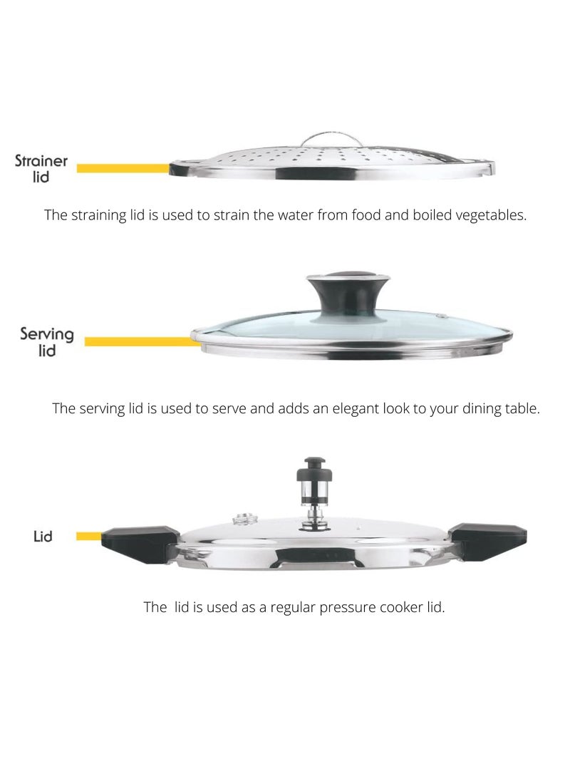 Kraft Magic All In one Smart Aluminium Pressure Cooker with Outer Lid 35 Litres 3 in 1 Hard Anodised Handi Super CookerInduction BaseISI Certified 2 Year Warranty