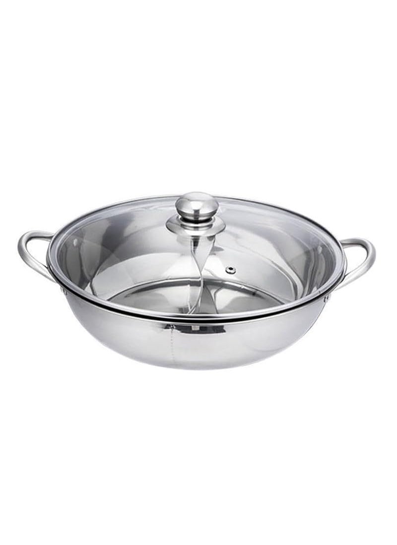 Shabu Pot Hot Stainless Steel Cookware Hot Pot with Divider Soup Induction Nabe Lid Cooking DoubleSided 04 Stainless Steel Hot Pot with Divider Pot with Glass Lid