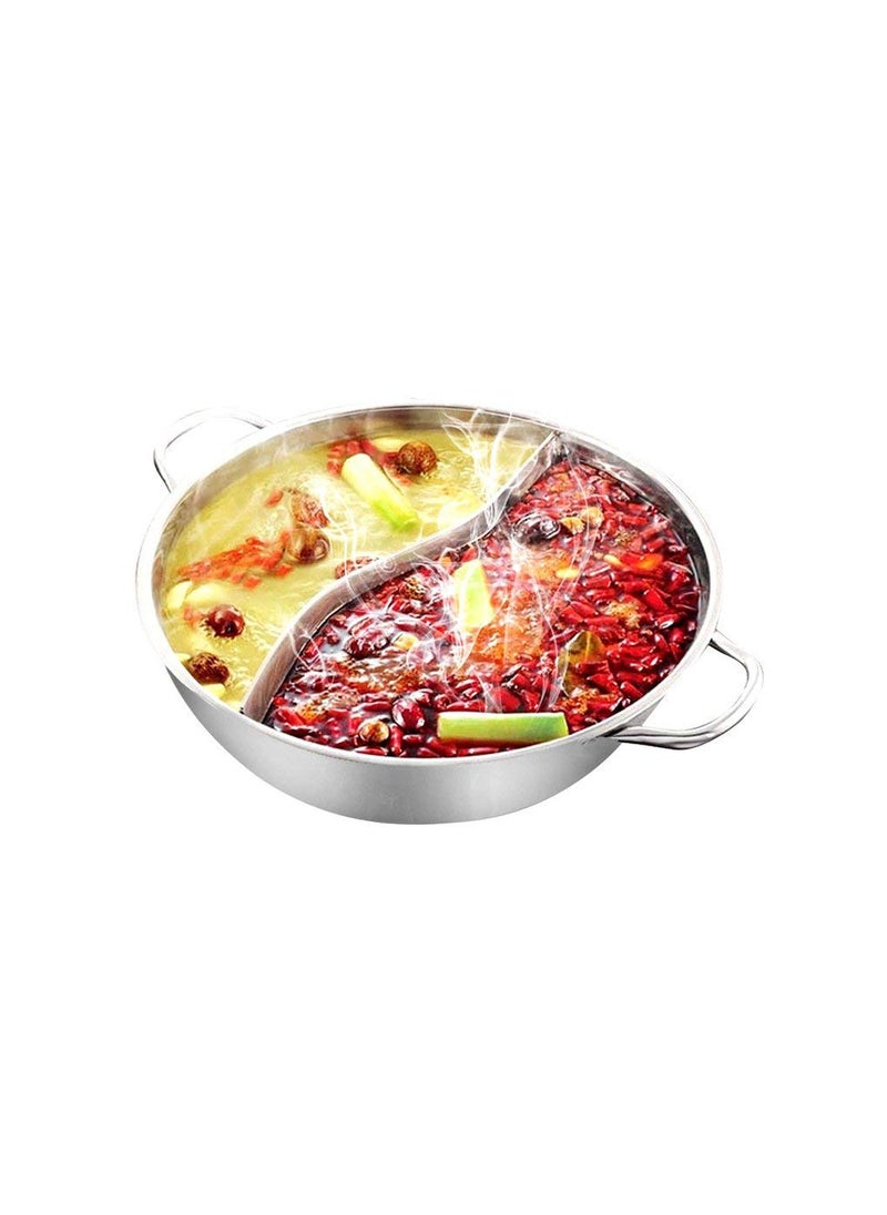 Delavala Hot Pot with Divider for Induction Cooker Dual Sided Soup Cookware TwoFlavor Chinese Shabu Shabu Pot for Home Party Family Gathering 45 Quart