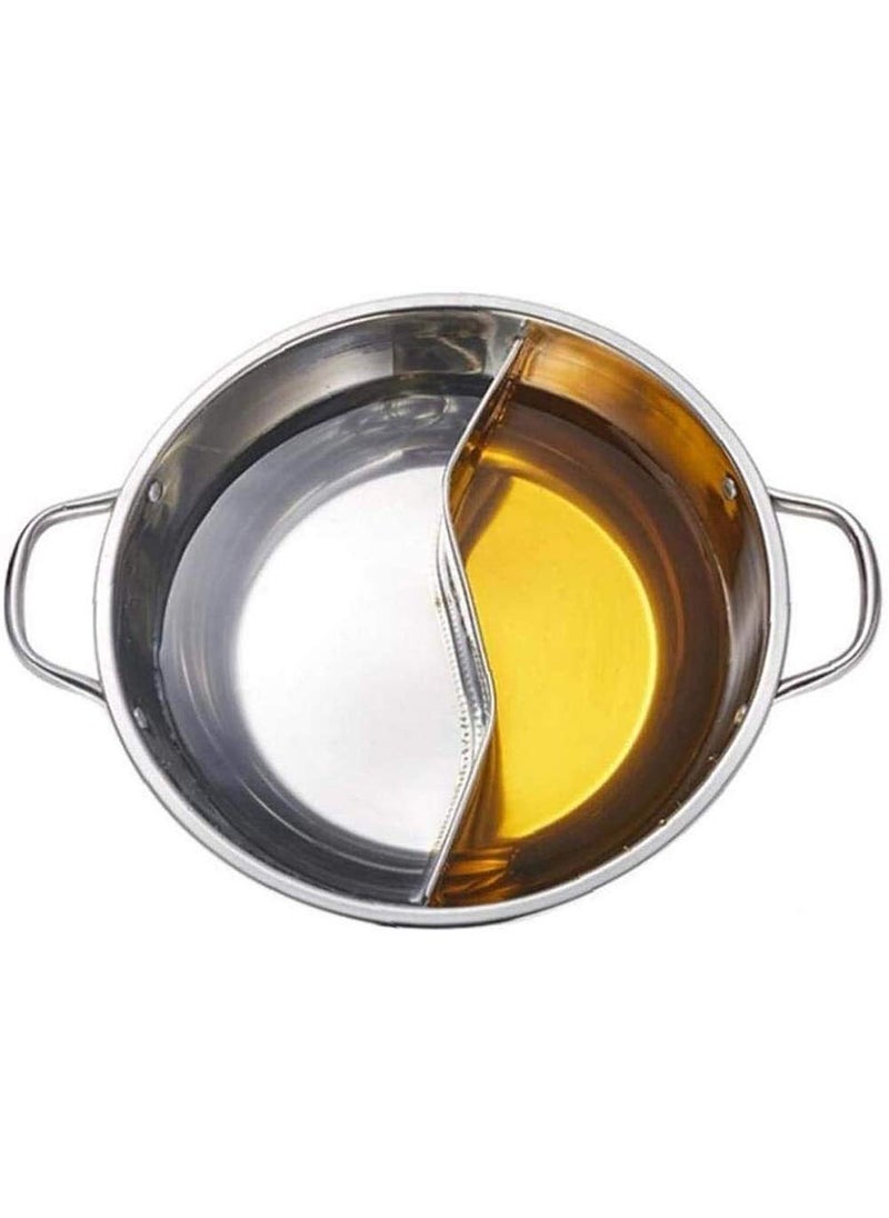 Delavala Hot Pot Stainless Steel Single Cooking Pot Double Ear Fondue Pot 304 Stainless Steel Size Diameter 30cm