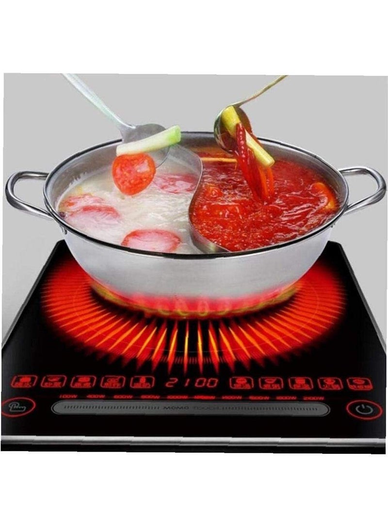 Delavala Hot Pot Stainless Steel Single Cooking Pot Double Ear Fondue Pot 304 Stainless Steel Size Diameter 30cm