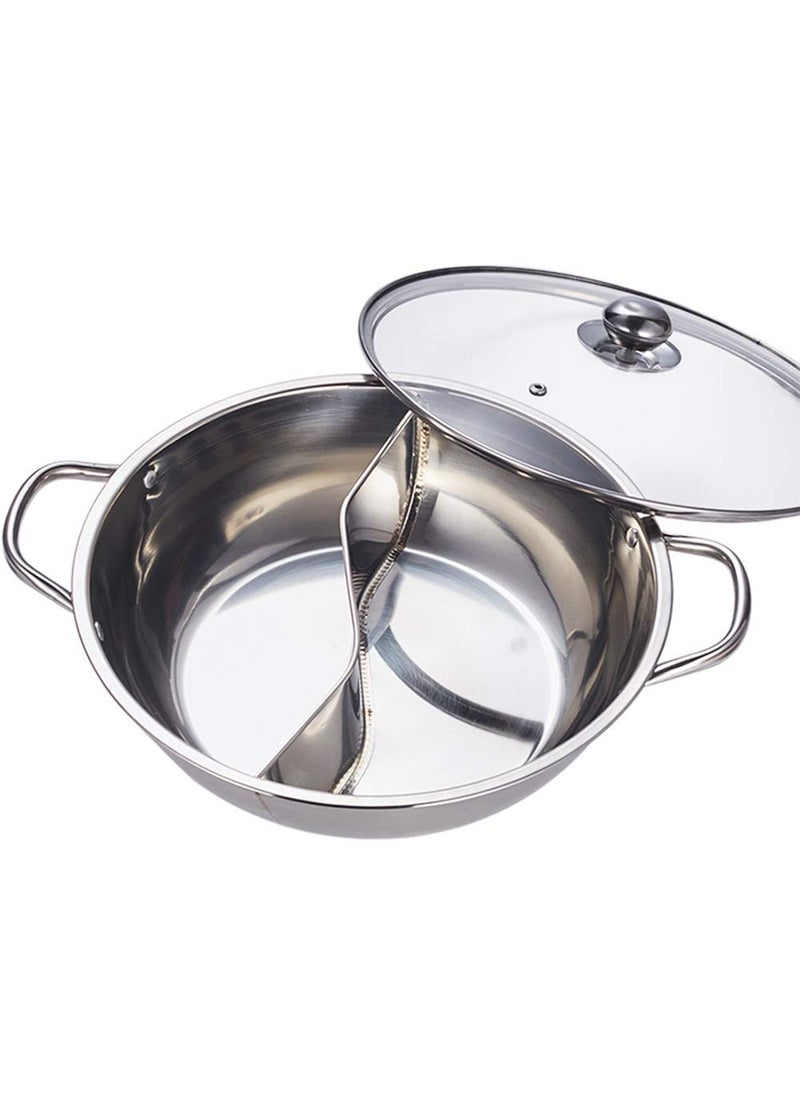 Delavala Hot Pot Stainless Steel Single Cooking Pot Double Ear Fondue Pot 304 Stainless Steel Size Diameter 30cm