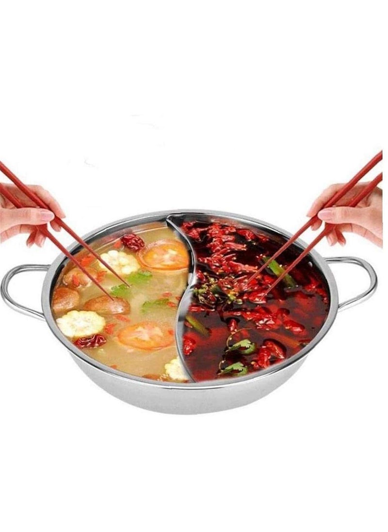 Delavala Hot Pot Stainless Steel Single Cooking Pot Double Ear Fondue Pot 304 Stainless Steel Size Diameter 30cm