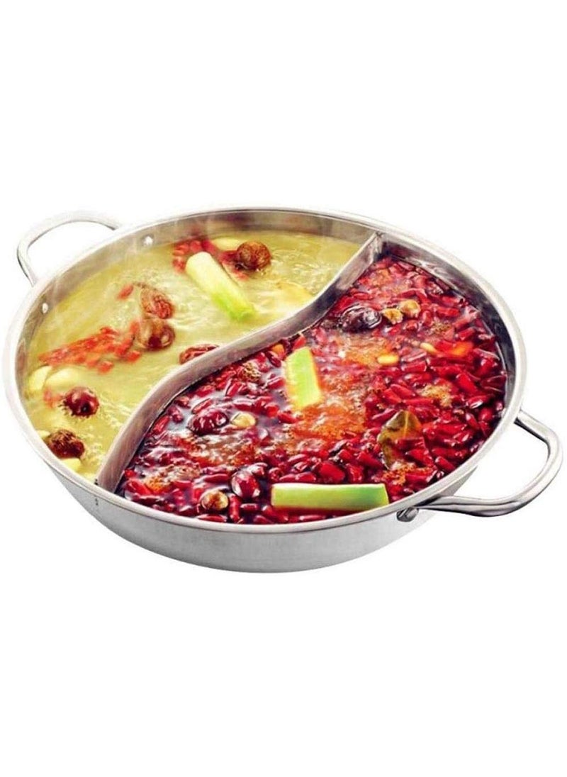 Delavala Hot Pot Stainless Steel Single Cooking Pot Double Ear Fondue Pot 304 Stainless Steel Size Diameter 30cm