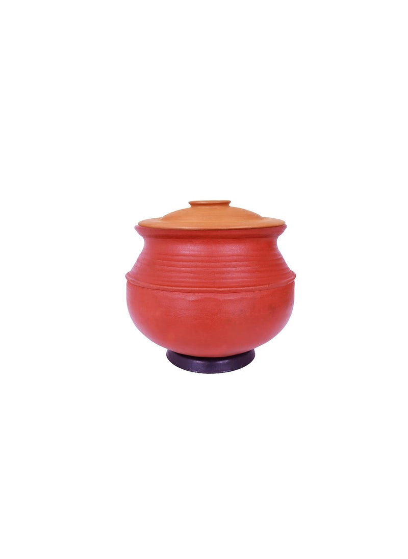 4U Crafts India Online Unglazed Clay HandiEarthen Pot for Cooking with LidRed 3 Liter
