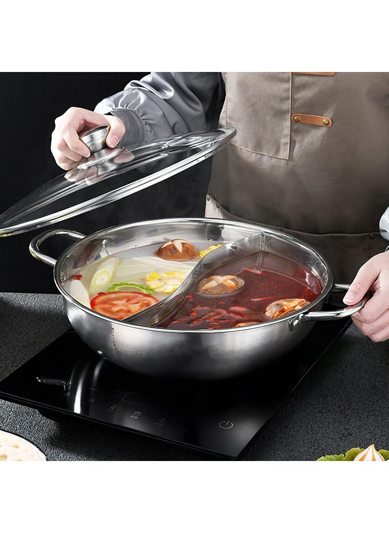 Delavala Cooktop Pot Stovetop Hot Pot Yang Pot Burner Pot Pan Stock Pot with Handle Weldless Pot Divider Pan Stainless Steel Stock Pot Stainless Steel Pot Extra Thick Cooking Utensils Glass