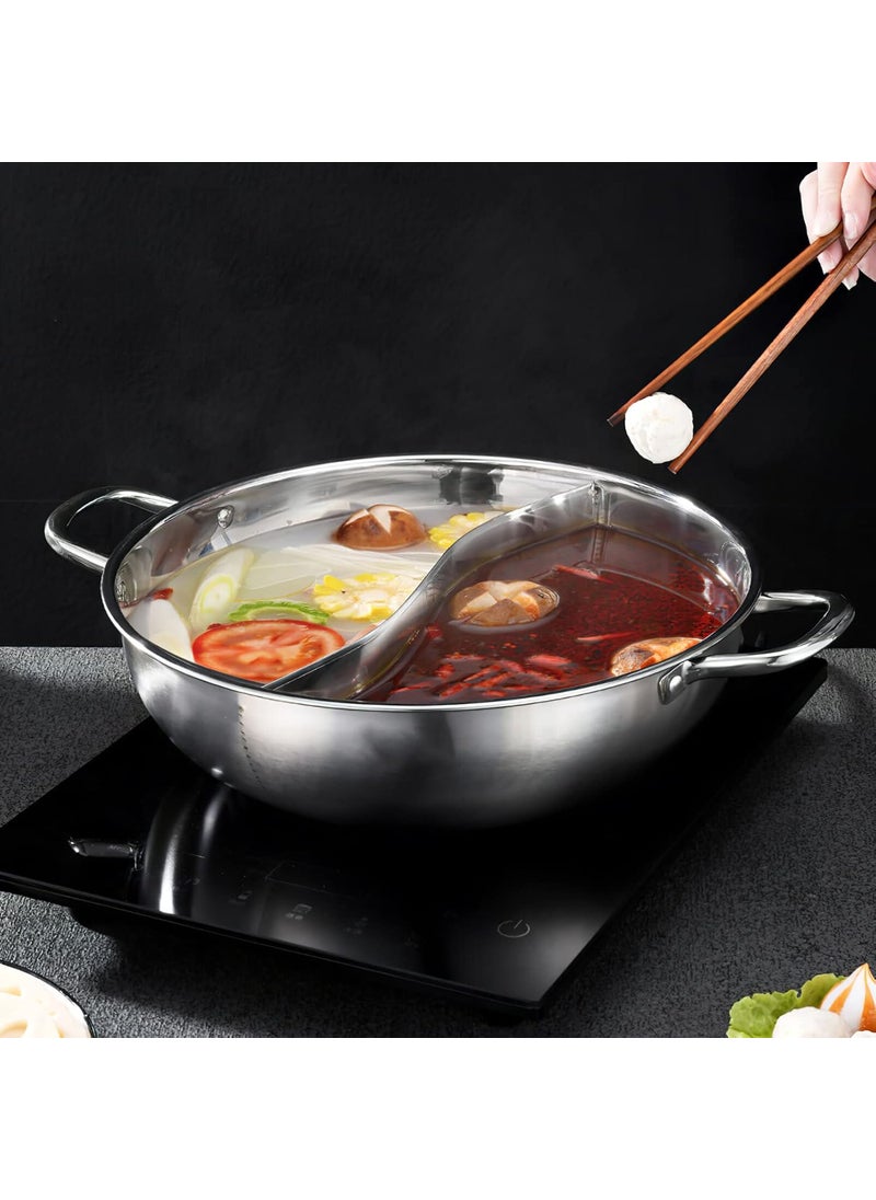 Delavala Cooktop Pot Stovetop Hot Pot Yang Pot Burner Pot Pan Stock Pot with Handle Weldless Pot Divider Pan Stainless Steel Stock Pot Stainless Steel Pot Extra Thick Cooking Utensils Glass