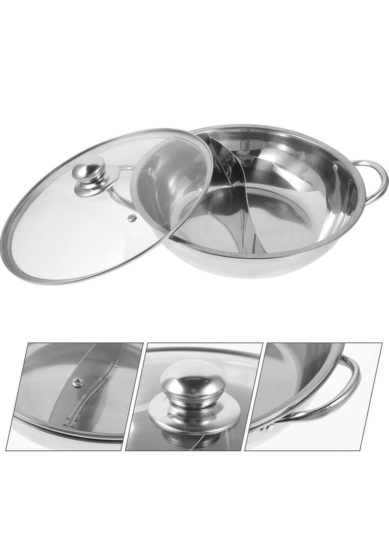 Delavala Cooktop Pot Stovetop Hot Pot Yang Pot Burner Pot Pan Stock Pot with Handle Weldless Pot Divider Pan Stainless Steel Stock Pot Stainless Steel Pot Extra Thick Cooking Utensils Glass