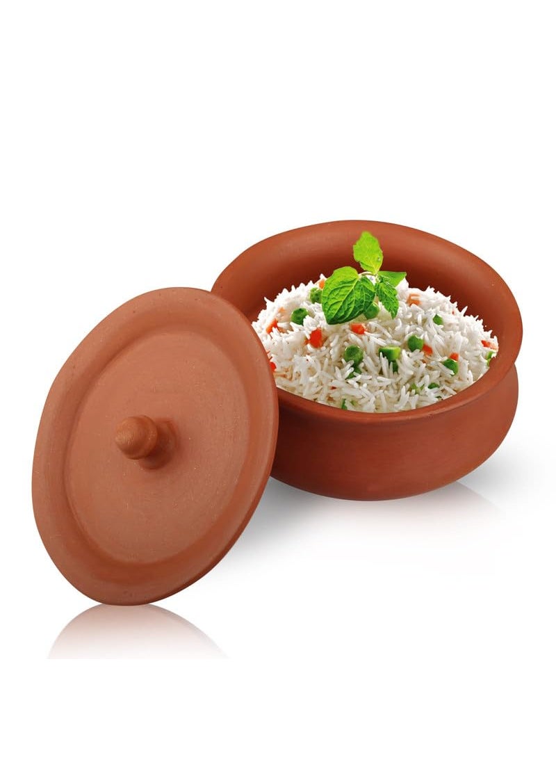 BHANVI Authentic Brown Terracotta Clay Curd Pot with Lid Handcrafted Earthenware for Traditional Cooking and Storage D3 400 ML