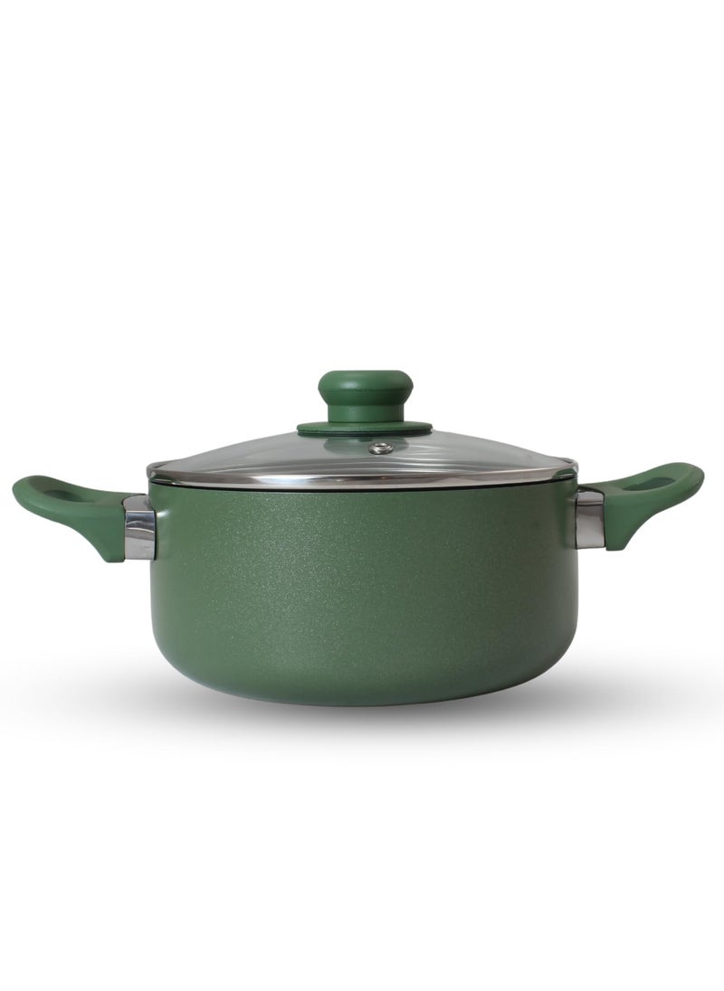 Get Plumm Granite Cooking Pot with Lid Induction Base Sauce Pan Ceramic Non Stick Handi Stew Pot Biriyani Pot Rice Pot Gas Induction Compatible 24cm5LGreen 1 Year Warranty